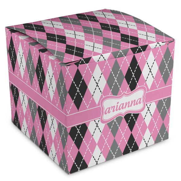 Custom Argyle Cube Favor Gift Boxes (Personalized)