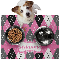 Argyle Dog Food Mat - Medium w/ Name or Text