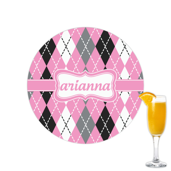 Custom Argyle Printed Drink Topper - 2.15" (Personalized)