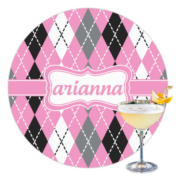 Custom Argyle Printed Drink Topper - 3.5" (Personalized)