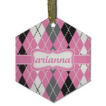 Argyle Flat Glass Ornament - Hexagon w/ Name or Text