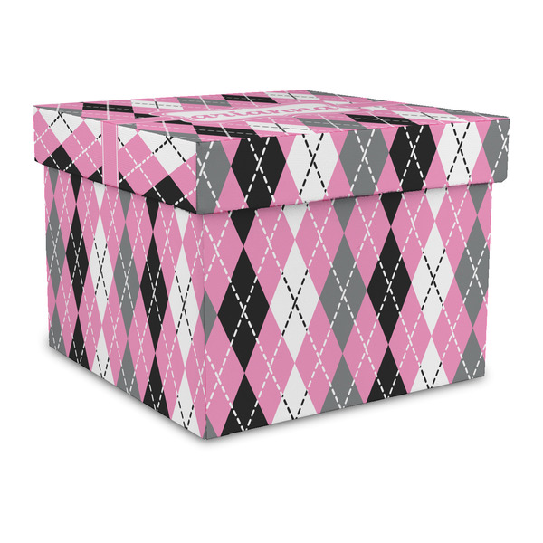 Custom Argyle Gift Box with Lid - Canvas Wrapped - Large (Personalized)