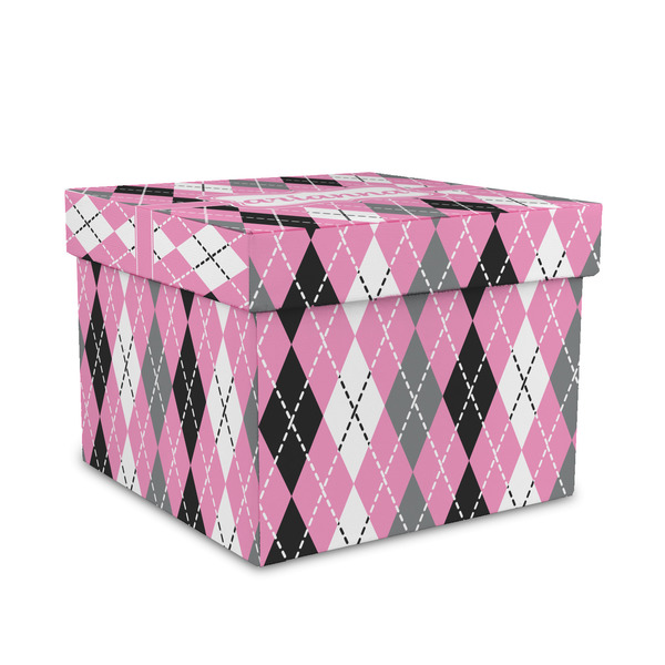 Custom Argyle Gift Box with Lid - Canvas Wrapped - Medium (Personalized)