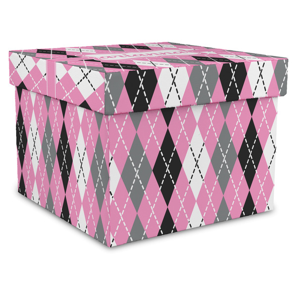 Custom Argyle Gift Box with Lid - Canvas Wrapped - XX-Large (Personalized)