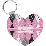 Argyle Heart Plastic Keychain w/ Name or Text