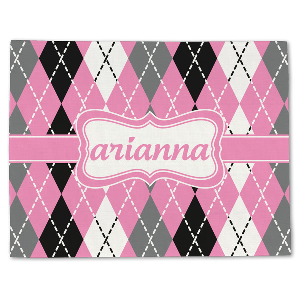 Custom Argyle Single-Sided Linen Placemat - Single w/ Name or Text