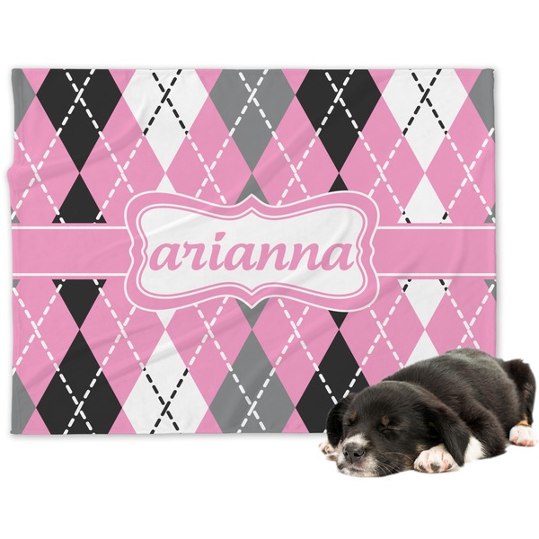 Custom Argyle Dog Blanket - Large (Personalized)