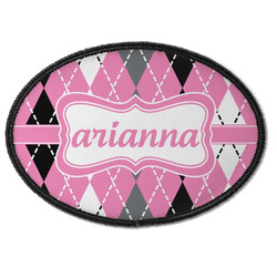 Argyle Iron On Oval Patch w/ Name or Text