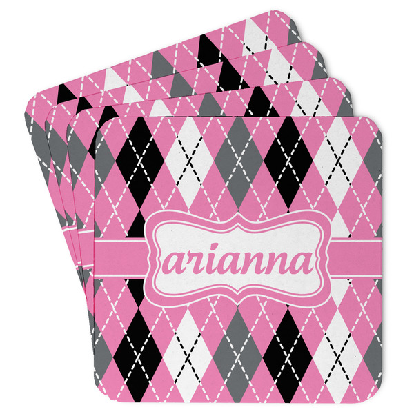 Custom Argyle Paper Coasters w/ Name or Text