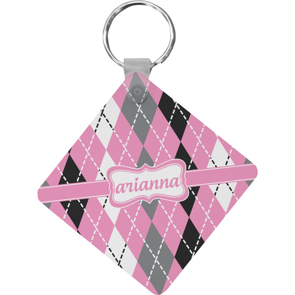 Custom Argyle Diamond Plastic Keychain w/ Name or Text