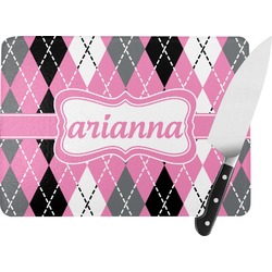 Argyle Rectangular Glass Cutting Board - Medium - 11"x8" (Personalized)