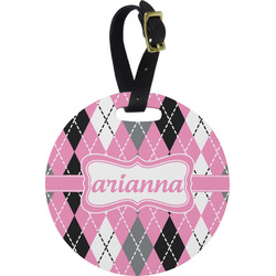 Argyle Plastic Luggage Tag - Round (Personalized)