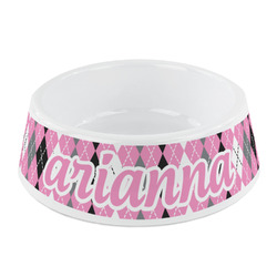 Argyle Plastic Dog Bowl - Small (Personalized)