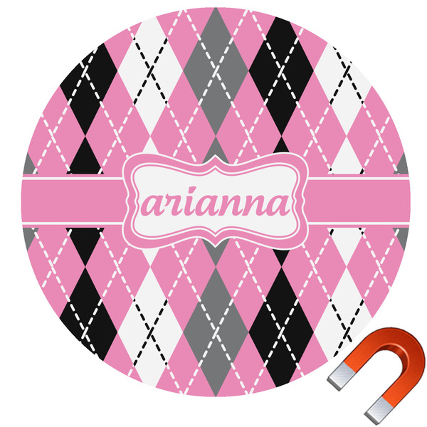 Custom Argyle Round Car Magnet - 6" (Personalized)