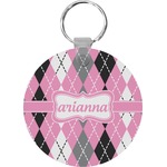 Argyle Round Plastic Keychain (Personalized)