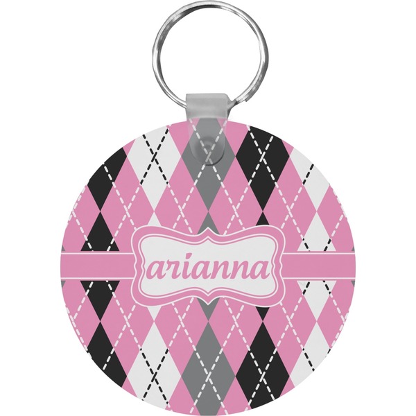 Custom Argyle Round Plastic Keychain (Personalized)