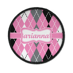 Argyle Iron On Round Patch w/ Name or Text