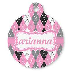 Argyle Round Pet ID Tag (Personalized)
