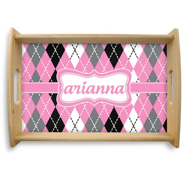 Custom Argyle Natural Wooden Tray - Small (Personalized)