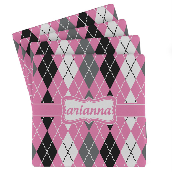 Custom Argyle Absorbent Stone Coasters - Set of 4 (Personalized)