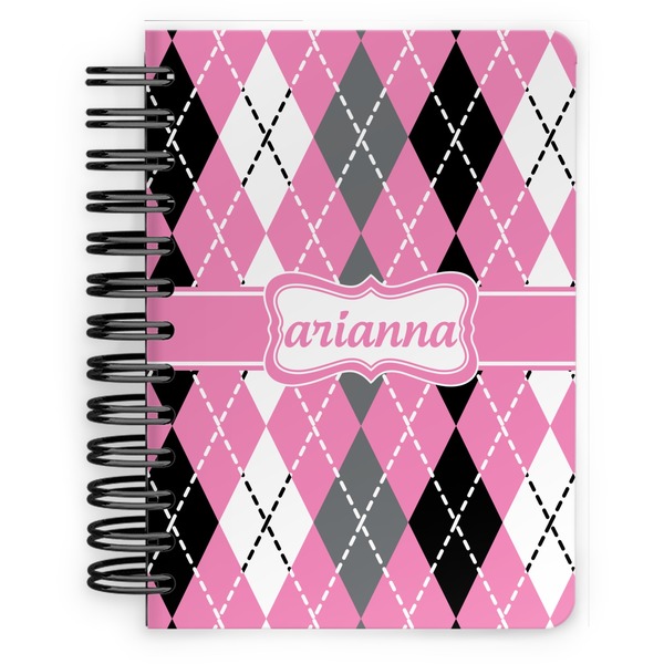 Custom Argyle Spiral Notebook - 5x7 w/ Name or Text