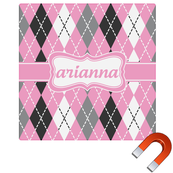 Custom Argyle Square Car Magnet - 6" (Personalized)