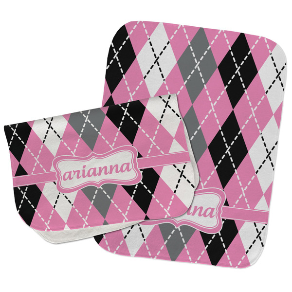 Custom Argyle Burp Cloths - Fleece - Set of 2 w/ Name or Text