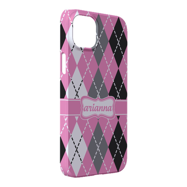 Custom Argyle iPhone Case - Plastic - iPhone 14 Plus (Personalized)