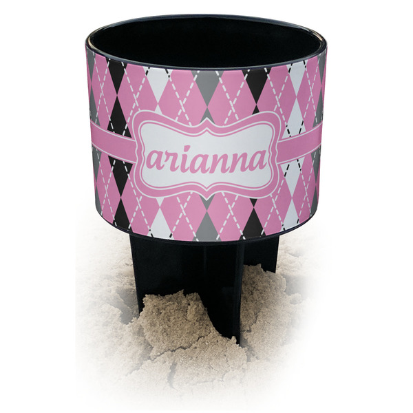 Custom Argyle Black Beach Spiker Drink Holder (Personalized)