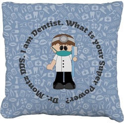 Dentist Faux-Linen Throw Pillow (Personalized)