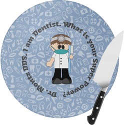 Dentist Round Glass Cutting Board (Personalized)