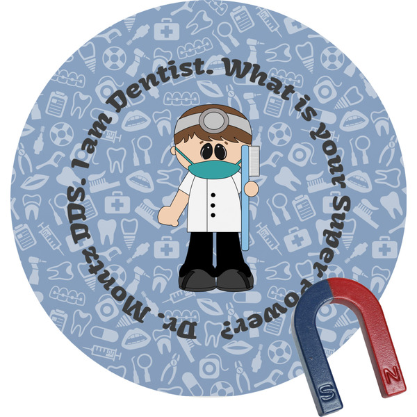 Custom Dentist Round Fridge Magnet (Personalized)