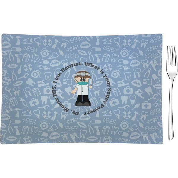 Custom Dentist Glass Rectangular Appetizer / Dessert Plate (Personalized)