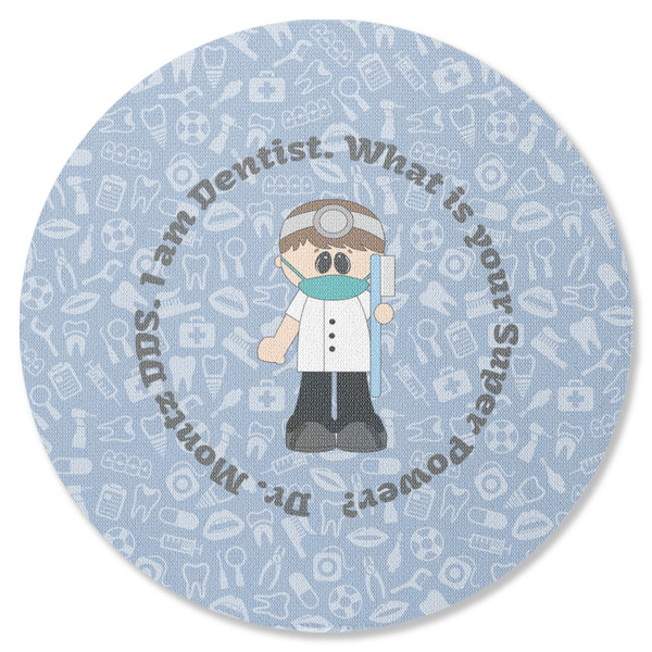 Custom Dentist Round Rubber Backed Coaster (Personalized)