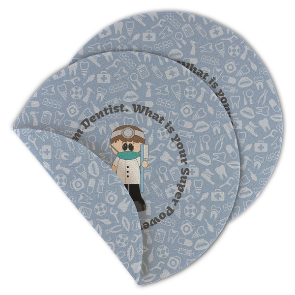 Custom Dentist Round Linen Placemat - Double Sided (Personalized)