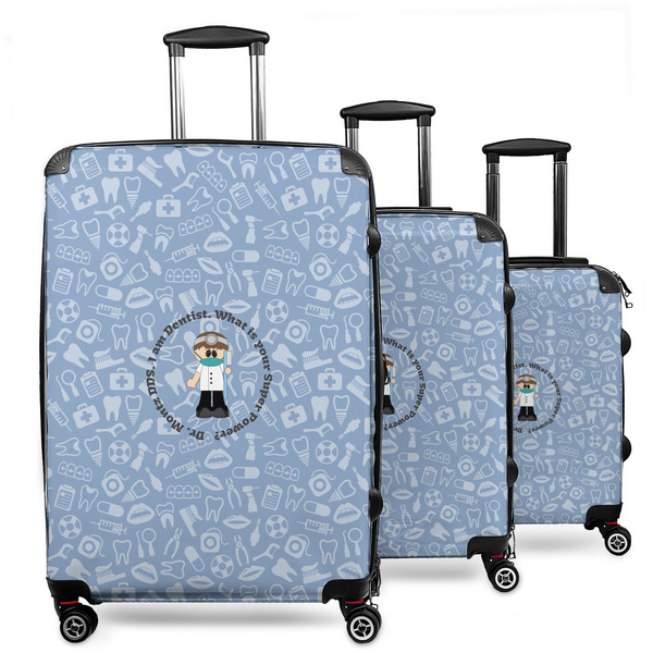 Custom Dentist 3 Piece Luggage Set - 20" Carry On, 24" Medium Checked, 28" Large Checked (Personalized)