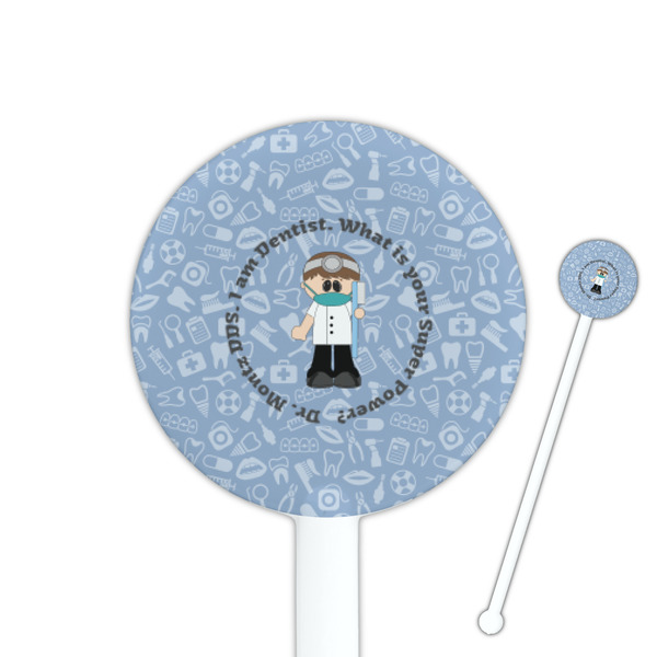 Custom Dentist 5.5" Round Plastic Stir Sticks - White - Double Sided (Personalized)