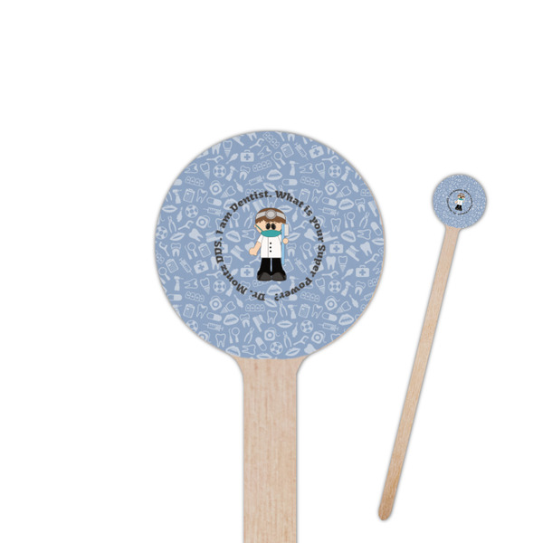 Custom Dentist 6" Round Wooden Stir Sticks - Single Sided (Personalized)