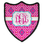 Colorful Trellis Iron On Shield Patch B w/ Monogram