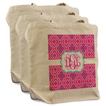 Colorful Trellis Reusable Cotton Grocery Bags - Set of 3 (Personalized)
