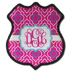 Colorful Trellis Iron On Shield Patch C w/ Monogram