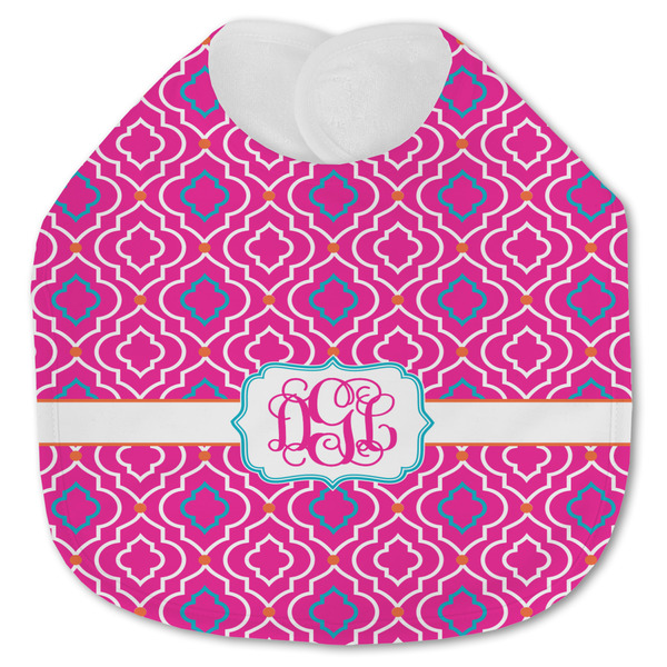 Custom Colorful Trellis Jersey Knit Baby Bib w/ Monogram