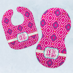 Colorful Trellis Baby Bib & Burp Set w/ Monogram