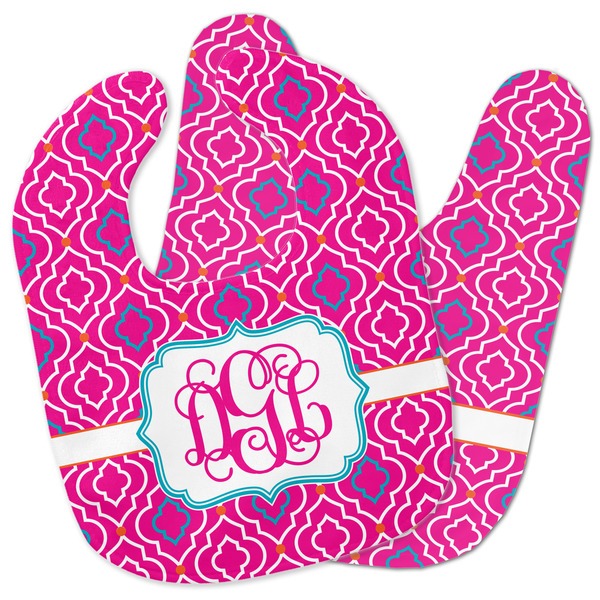 Custom Colorful Trellis Baby Bib w/ Monogram