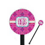 Colorful Trellis 5.5" Round Plastic Stir Sticks - Black - Double Sided (Personalized)