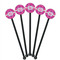 Colorful Trellis Black Plastic 5.5" Stir Stick - Round - Fan View