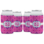 Colorful Trellis Can Cooler (12 oz) - Set of 4 w/ Monograms