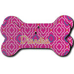 Colorful Trellis Ceramic Dog Ornament - Front & Back w/ Monogram