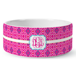 Colorful Trellis Ceramic Dog Bowl - Large (Personalized)