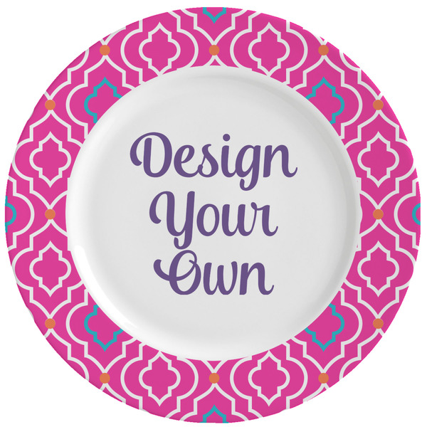 Custom Colorful Trellis Ceramic Dinner Plates (Set of 4) (Personalized)